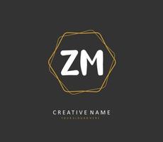 Z M ZM Initial letter handwriting and  signature logo. A concept handwriting initial logo with template element. vector