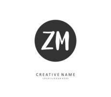 Z M ZM Initial letter handwriting and  signature logo. A concept handwriting initial logo with template element. vector