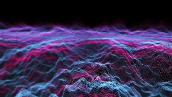 Futuristic abstract line magenta blue element balls waveform oscillation, visualization wave technology digital particles stars photo