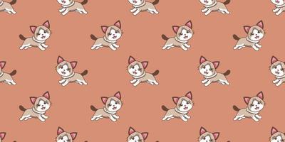Vector cartoon character ragdoll cat seamless pattern background