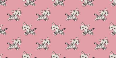 Vector cartoon character american shorthair cat seamless pattern background