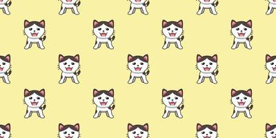 Vector cartoon character cat seamless pattern background