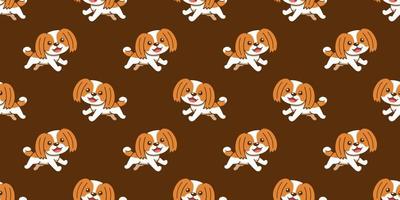 Vector cartoon character shih tzu dog seamless pattern background