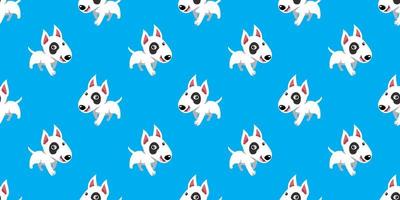 Vector cartoon character bull terrier dog seamless pattern background