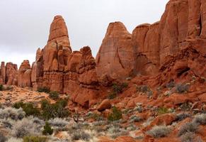 Dramatic Red Rock Formations in Arches National Park photo