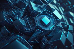 3d blue geometric shape abstract background photo