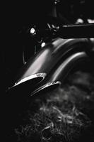 Black and White digital photo of a custom motorcycle