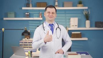 Happy male doctor looking at camera and making ok sign. To recommend, to suggest. Cute male doctor giving advice, being satisfied, suggesting. video