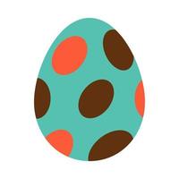 Easter green egg with abstract ovals. Egg hunt. Easter tradition. Easter green egg with red and brown circles in flat design. vector