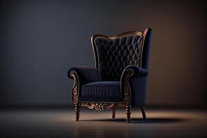 Luxury armchair in dark interior. 3D render. photo