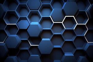 Hexagonal dark blue navy 3d background photo