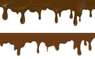 Set of Dripping Chocolate Melted Isolated on White Background vector