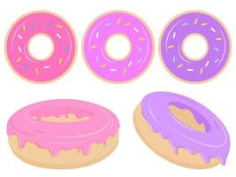 Set of Donuts with Colorful Pastel Cream. Donuts with Melted Cream vector