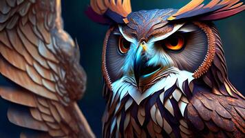 3D Illustration of an Owl as a Fantasy or Art Concept, photo