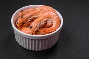 Tiger shrimp or langoustine boiled with spices and salt photo