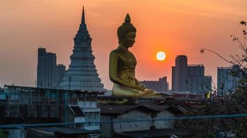 landscape of big buddha in the city large Buddha statue  in Bangkok Wat Pak Nam Phasi Charoe Thailand photo