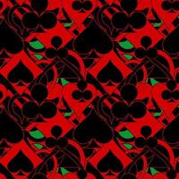 abstract seamless black and red pattern of different card suits, texture, design photo