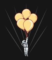 Astronaut hanging five balloons illustration vector