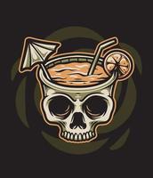 Skull and juice beach vibes illustration vector