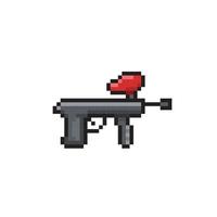 paintball pistol in pixel art style vector