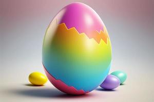 Easter egg with colorful eggs on white background. 3D illustration. photo