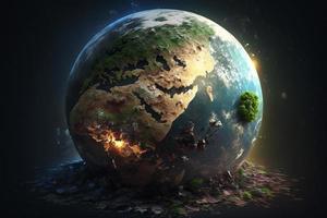 manipulation of planet earth photo display AI generate