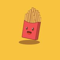 free cute french fries cartoon vector illustration