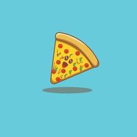 kawaii cute pizza cartoon sticker clipart vector illustration