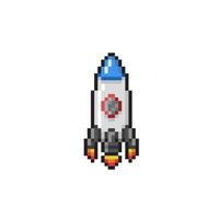 a rocket in pixel art style vector