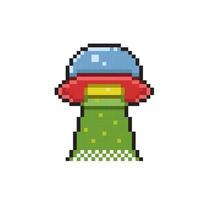 ufo in pixel art style vector