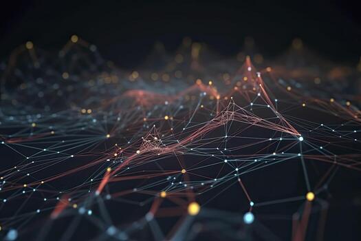 Abstract technology big data background concept. Artificial intelligence tech. Big data and cybersecurity. Transfer and storage of data sets, blockchain, server. Colorful background photo