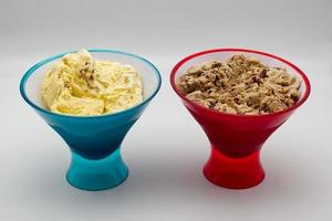 Bowl of Italian ice creams. Nocciolata and Vanilla Bourbon. photo