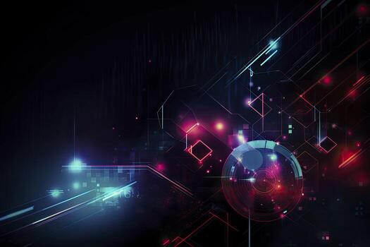 Abstract technology big data background concept. Artificial intelligence tech. Big data and cybersecurity. Transfer and storage of data sets, blockchain, server. Colorful background photo