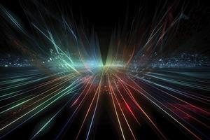 Speed of digital lights, neon glowing rays. Futuristic technology abstract background with lines for network, big data, data center, server, internet photo