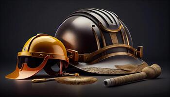 tools near the helmet labor day concept photo