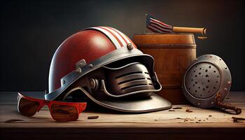 tools near the helmet labor day concept photo