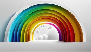 001 June rainbow white background scene Pride Month and Day love conquers all photo