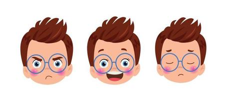 Little Kid With Different Emotions vector