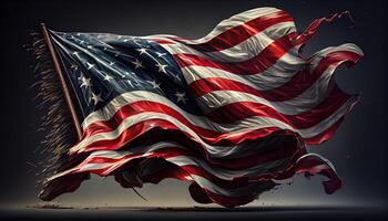 americano bandera Estados Unidos bandera ondulación independencia día hora para revolución julio 4to ai generado foto
