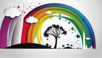 001 June rainbow white background scene Pride Month and Day love conquers all photo