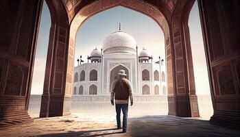Man in Taj Mahal travel tourist in india Ramadan the holy time for prayer World Tourism Day 27th September photo