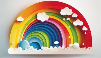 001 June rainbow white background scene Pride Month and Day love conquers all photo
