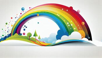 001 June rainbow white background scene Pride Month and Day love conquers all photo