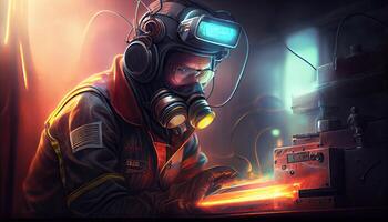 Industrial Welder With Torchspace Labor Day and the importance of workers photo