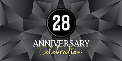 28 year anniversary celebration logo design white and gold color on Elegant Black Background Vector Art abstract background vector