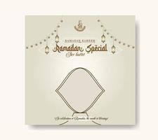 Ramadan Buffet Iftar Social Media Post Banner. Ramadan Theme Food Delivery Square Banner with Lantern. Good used for Food Social Media Post vector