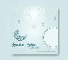 Ramadan Buffet Iftar Social Media Post Banner. Ramadan Theme Food Delivery Square Banner with Lantern. Good used for Food Social Media Post vector