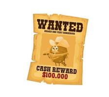 Vintage Western wanted poster with plum bandit vector