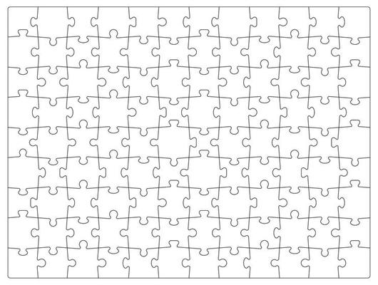 Jigsaw puzzle grid, piece matching game template