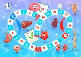 Board step game worksheet with cartoon organs vector